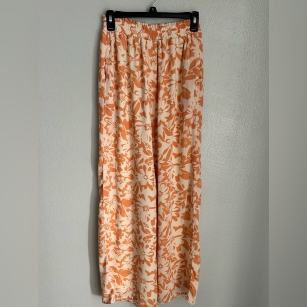 Pink Lily Floral Wide Leg Pants Size Small
